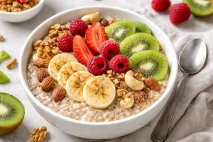 fit ovsená kaša, ovsená kaša na chudnutie, proteínová ovsená kaša na chudnutie, jednoduché a zdravé raňajky, zdravé raňajky nasladko, recept na fit ovsenú kašu