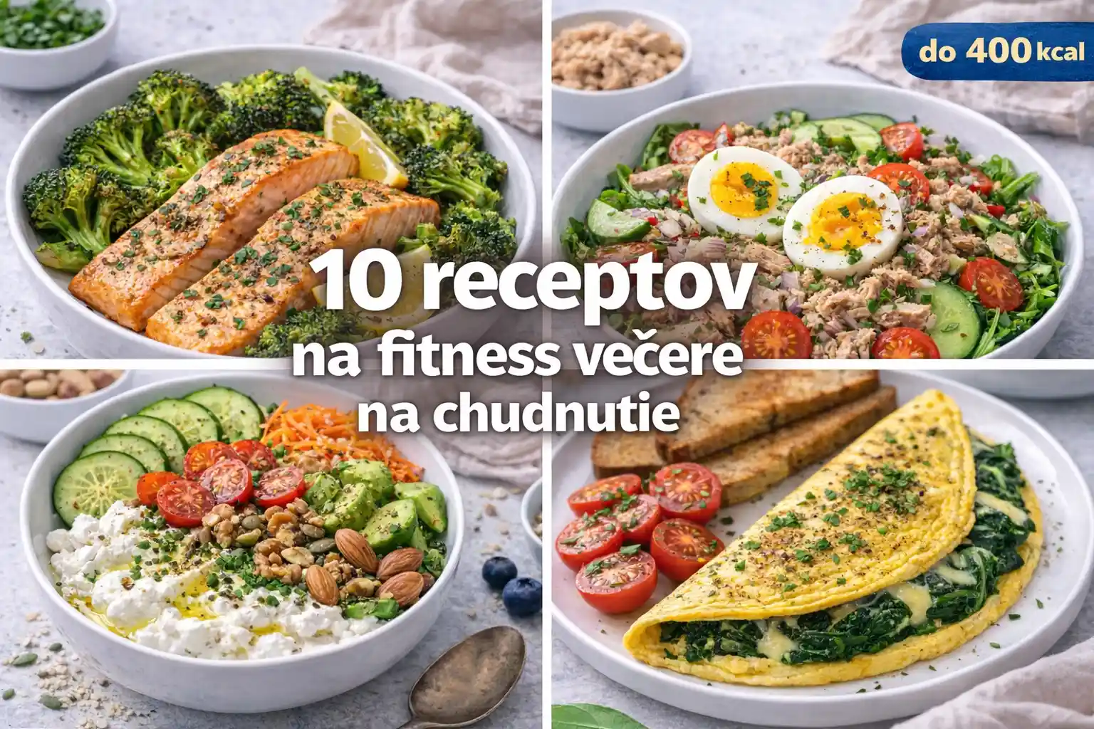 10 receptov na fitness večere na chudnutie – zdravé nízkokalorické večere s lososom, tuniakom, cottage cheese a omeletou