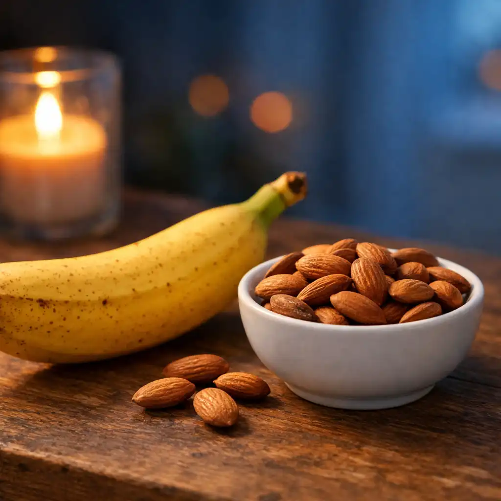 Potraviny ktoré zlepšujú spánok – banán a mandle bohaté na tryptofán a magnézium