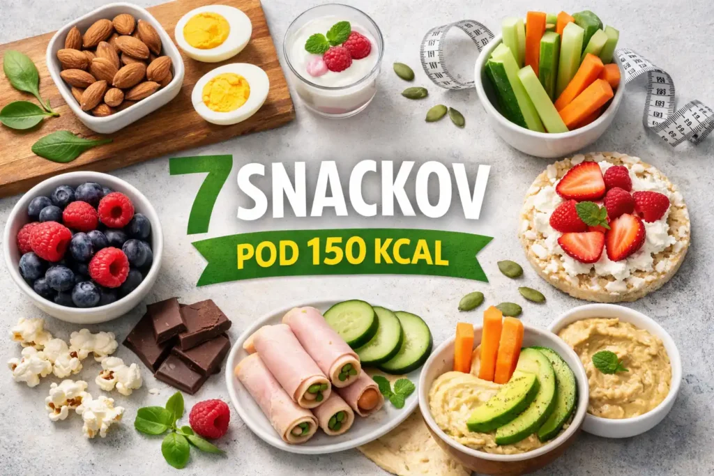 7 zdravých snackov do 150 kcal – jogurt s ovocím, zelenina s hummusom, vajíčko, popcorn a cottage cheese, zdravé snacky do 150 kcal, nízkokalorické snacky, snacky pri chudnutí, zdravá desiata, fit snacky, snacky do práce, sýte snacky