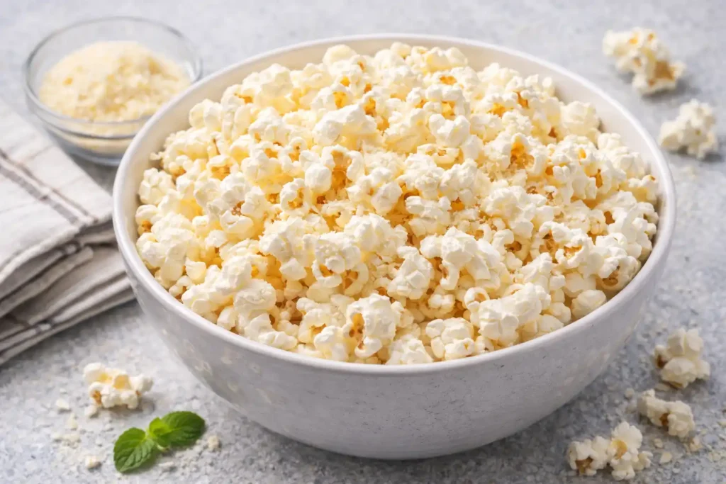Air-popped popcorn s parmezánom ako zdravý snack do 150 kcal